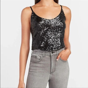 Express Sequin Cami in gunmetal